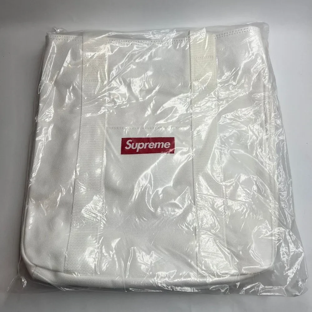 Supreme New York FW20B25 White Canvas Tote Bag Authentic Deadstock - Picture 1 of 3